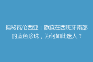 揭秘瓦伦西亚：隐藏在西班牙南部的蓝色珍珠，为何如此迷人？