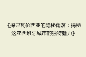 《探寻瓦伦西亚的隐秘角落：揭秘这座西班牙城市的独特魅力》