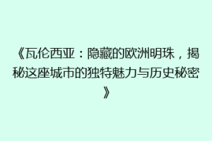 《瓦伦西亚：隐藏的欧洲明珠，揭秘这座城市的独特魅力与历史秘密》