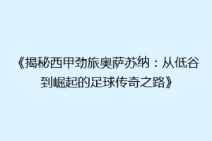 《揭秘西甲劲旅奥萨苏纳：从低谷到崛起的足球传奇之路》