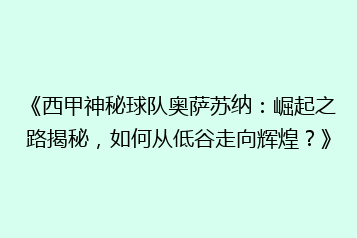 《西甲神秘球队奥萨苏纳:崛起之路揭秘,如何从低谷走向辉煌?》