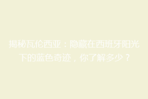 揭秘瓦伦西亚：隐藏在西班牙阳光下的蓝色奇迹，你了解多少？