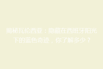 揭秘瓦伦西亚：隐藏在西班牙阳光下的蓝色奇迹，你了解多少？