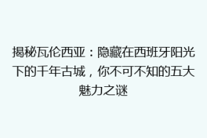 揭秘瓦伦西亚：隐藏在西班牙阳光下的千年古城，你不可不知的五大魅力之谜