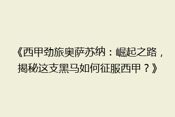 《西甲劲旅奥萨苏纳:崛起之路,揭秘这支黑马如何征服西甲?》