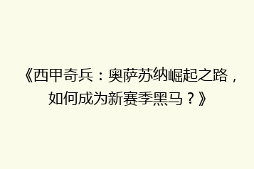 《西甲奇兵：奥萨苏纳崛起之路，如何成为新赛季黑马？》
